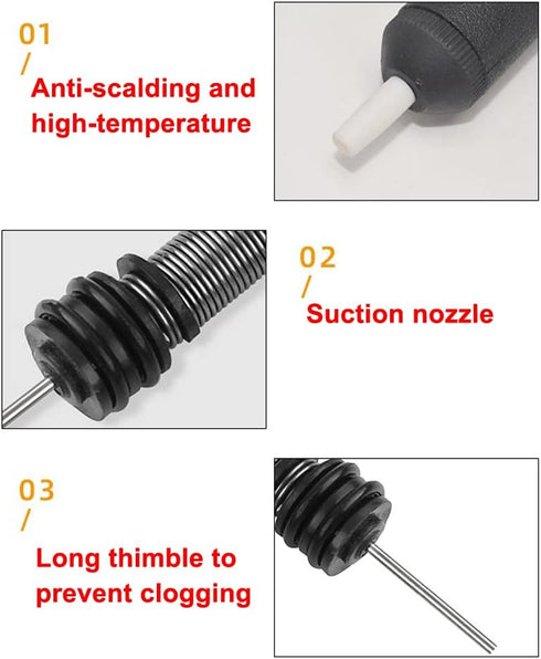 Solder Sucker Tool and 6PCS Solder Wicks?2.5mm Width,1.5m Length?3PCS Pewter Nozzle No-Clean Soldering Wick Wire Roll and Disassemble Electrical C...