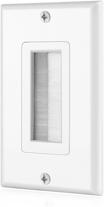 TNP Brush Wall Plate (2 Pack) - Single Gang Cable Entry Access Brush Bristles Style Strap Opening Port Insert Socket Wiring Plug Jack Decorative F...