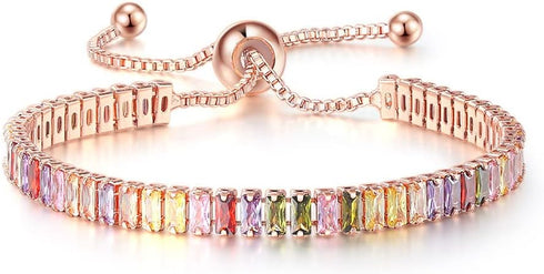 Dainty Sparkling Crystal Tennis Bracelets Set 18K Gold Plated Shiny Cubic Zirconia Jewelry Birthday Gifts for Women...