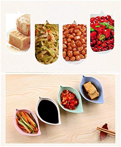 24 Pack Leaf Shape Sauce Dish, Sauce Dipping Bowls Wheat Straw Soy Sauce Dishes, Mini Dinnerware Plate Condiment Dish for Paste Jam Sushi Assorted...