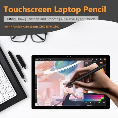 Stylus Pen Tilt Pen, MPP2.0 Tilt Active Pen Rechargeable Laptop Digital Stylus Pencil with 4096 Pressure Sensitivity, for HP X360 Spectre X360 Env...