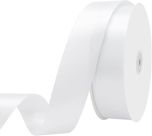 Maclemon 1-1/2 inch Wide 100 Yards Double Face White Satin Ribbon White Fabric Ribbon for Gift Wrapping Very Suitable for Weddings Decoration Bouq...