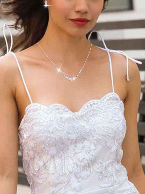 Bridal Jewelry Crystal Rhinestone Set for Wedding Prom Silver Pendant Necklace and Earrings Sets Simple for Women Bride Bridesmaids Graduate Birth...