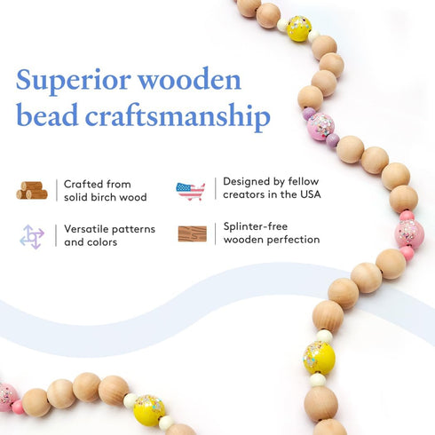 Large Wooden Beads for Crafts - Pack of 50 19mm 3/4 x 3/16 Inch Hole Large Wood Beads for Crafts withHoles for DIY | Round Wooden Balls for Crafts...