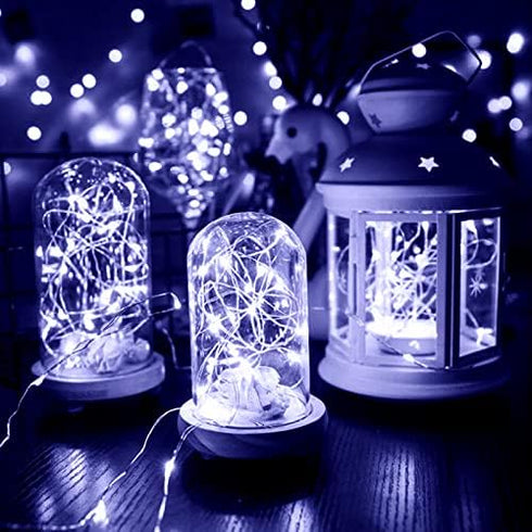 ANGMLN YITING 24 Pack 30 Led Fairy Lights Battery Operated 10.2ft (3M) Silver Copper Wire LED Mini String Lights Waterproof Cool White Firefly Lig...
