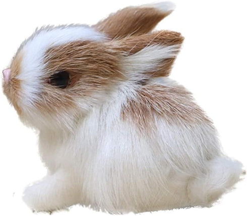Mini Simulation Rabbits, Realistic Cute Plush Rabbits Lifelike Plush Bunny Realistic Rabbit Miniatures Cute Stuffed Animal Figurines, White Rabbit...