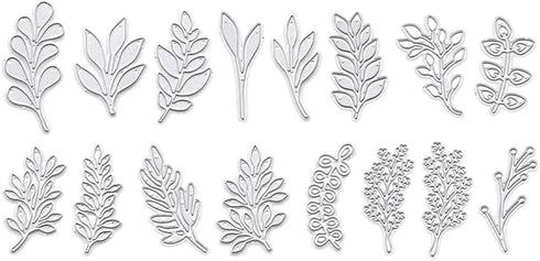 Leaves in 16 Shape Metal Cutting Dies Stencil Template Molds, Embossing Tool Die Cuts for Card Making Album Paper Scrapbooking DIY Etched Dies Cra...