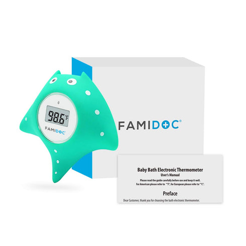 Baby Bath and Room Thermometer - Famidoc FDTH-V0-22 New Upgraded Sensor Technology for Baby Health Bath Tub Thermometer Floating Toy (Blue)...