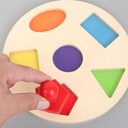 Totority Wooden Peg Shape Puzzle Montessori Puzzle Jigsaw Puzzle Geometric Toy Toddlers Preschool Learning Educational Material...