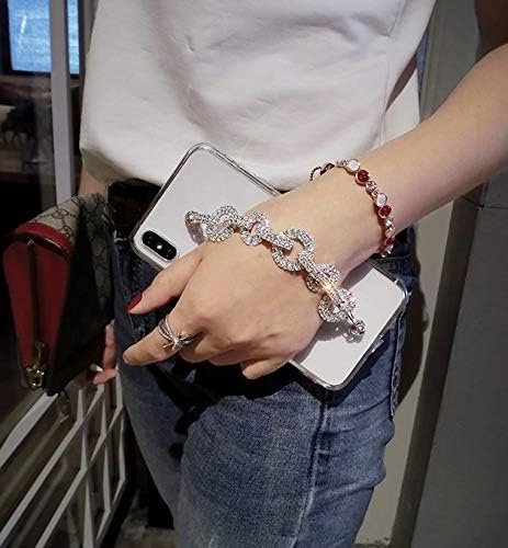 BONITEC Jesiya for iPhone Xs Max Case Clear Bracelet 3D Glitter Sparkle Bling Strap Luxury Shiny Crystal Rhinestone Diamond Silver Chain Protectiv...