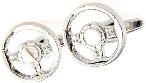 Steering Wheel Car Auto Racing Race Pair Cufflinks in a Presentation Gift Box & Polishing Cloth...