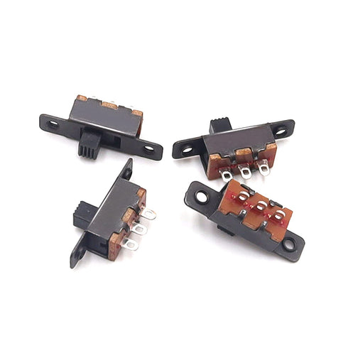 100PCS 3mm High Knob Vertical Micro Mini Slide Switchs,3 Pin 2 Position SPDT with Screw Hole Latching Toggle Switches Panel Mount DC 50V 0.5A SS12...