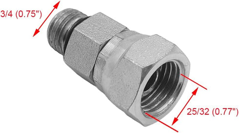 (2-PACK) 6900-08-08-O Hydraulic Hose Adapter Fitting 1/2" Male O-Ring Boss (3/4"-16UNF)×1/2" NPSM Female Pipe Swivel (1/2"-14NPSM) SAE Straight Pi...