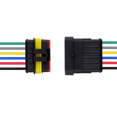 MUYI 5 Sets 6 Pin Wire Connector 18AWG Waterproof Electrical Connectors Kit with 10cm Pigtail 1.5mm Series Weatherpack Connectors (6 pin)...