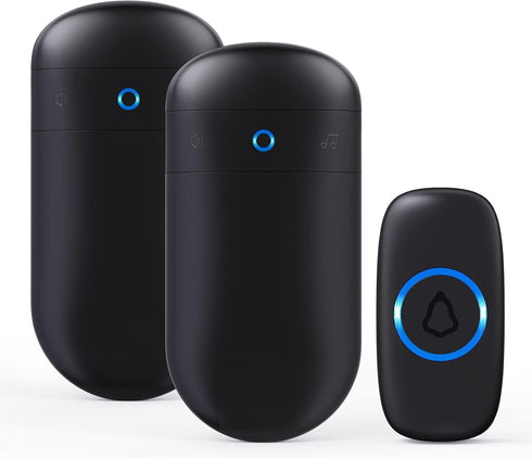 Wireless Doorbell, SECRUI Door bell Over 1000ft Coverage with 2 Plug-In Receivers, 1 Waterproof Push button, 52 Chimes, 110dB loud Sound Colorful ...