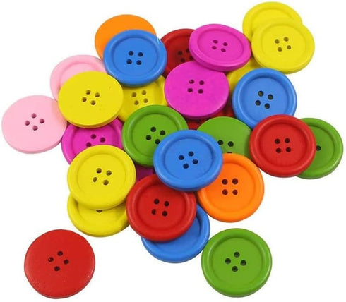 Large Wooden Buttons, 1.2 Inch, 30 Pack, Mixed Colors, 4 Holes, for Sewing and Crafts...