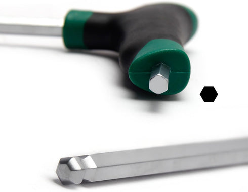 T-Handle Hex Keys Ball End Long Arm Metric Hexagon Allen Wrench Repair Kit Hand Tool for Home Automotive 45 Steel Green 6mm...