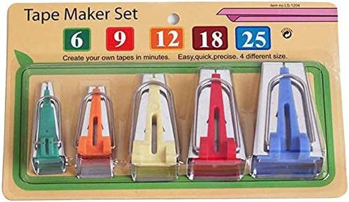 YICBOR Fabric Bias Tape Maker Tool, 5in1, Sewing Quilting, 6mm 9mm 12mm 18mm 25mm, Multicolour, Tape Maker Tool Set...