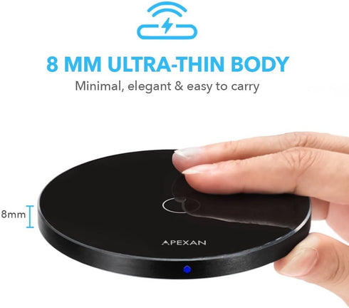 Apexan Fast Wireless Charger Compatible for Apple iPhone 13. 12, 11/Pro/Pro Max, X, XS, XS Max, iPhone XR, 8/8 Plus and All Qi Cell Phones| Qi Fas...