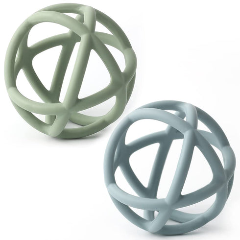 Teething Toys, TOPGOMES Baby Teether Toys, BPA Free Silicone Soft Ball Easy to Hold Teether for Babies Ages 6 Months+ 2 Pack (Sage+Ether)...