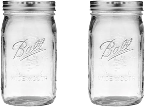 Ball Quart (32oz) Jar with Silver Lid, Wide Mouth, Set of 2...