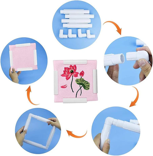 Metuynm Square Embroidery Hoop, 11inch Plastic Cross Stitch Frame Clip White DIY Sewing Tools Hoops Craft Embroidery Snap Frame Hoop for Cross Sti...