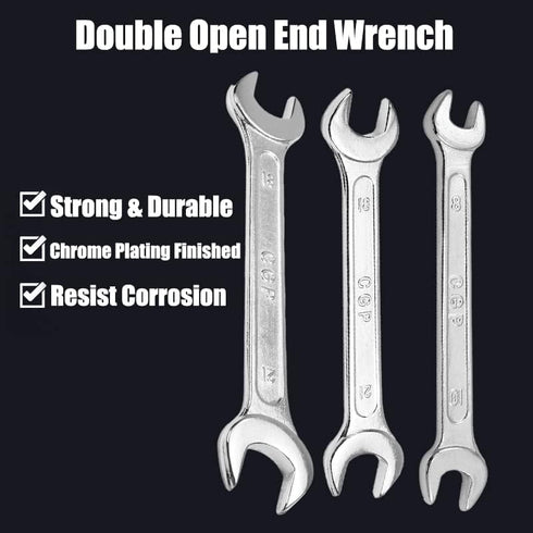 Utoolmart Double Open End Wrench, 185mm Length Metric Wrench, 17mm x 19mm Wrench Repairs Tool, 45# Carbon Steel, Chrome Plated...