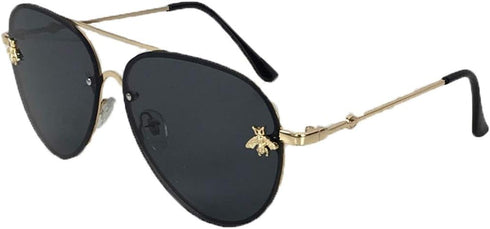 Fashion Culture Women's Buzzed Bee Charm 60mm Aviator Sunglasses (Black)...
