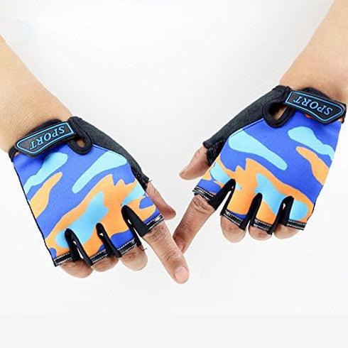 MARZE Kids Bike Gloves Anti-Slip Half Finger Cycling Gloves for Children 4-12 Y (Orange)...