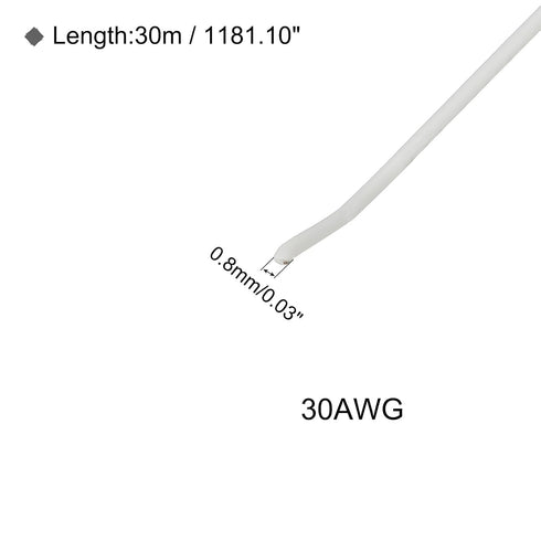MECCANIXITY 30 Gauge Wire Silicone Wire 30AWG Electrical Wire Stranded Wire High Temperature Hookup Wire Tinned Copper Wire 30m/100ft White Spool ...