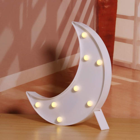 Pooqla Decorative LED Crescent Moon Marquee Sign - Moon Marquee Letters LED Lights - Nursery Night Lamp Gift - Ramadan Decorations for Home(White)...