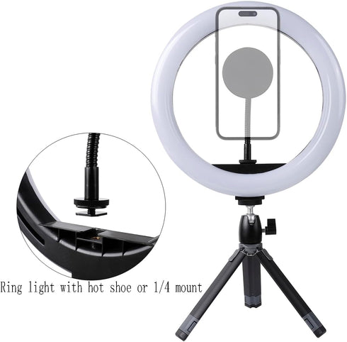 Super Magnetic Phone Holder for Ring Light and Tripod Stand with 1/4'' and Hot Shoe Adapter, Flexible Cell Phone Tripod Mount Adapter for MagSafe ...