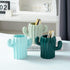 Ceramic Pen Holder Cactus Pencil Holder Cute Pens Cup for Desk for Kids Cute Cactus Office Decor Desk Accessories Pencil Cup Pot Desk Organizer (D...