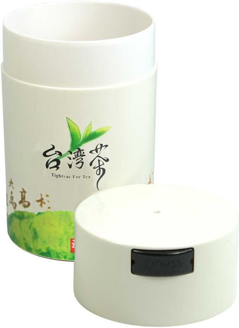 Teavac 6-Ounce Vacuum Sealed Tea Storage Container, White Cap and Body/Green Tea Sign...