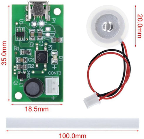 HiLetgo Mini Air Humidifier DIY Kit USB Mist Maker Moisture Spray Fogger Atomizer Mini Oscillator with Switch Timer Function with Cotton Swab & St...