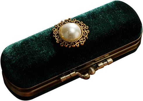 Lipstick Case Holder Fashion Cosmetic Travel Cases Retro Velvet Lipstick Box Lip Balm Organizer Bag Durable Soft Cosmetic Storage Case with Mirror...