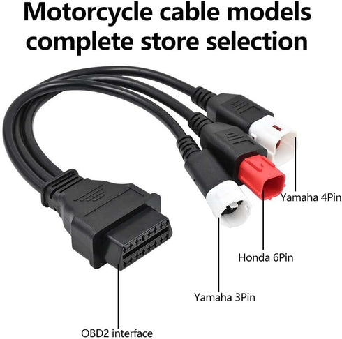 3-in-1 OBD2 Adapter Cable,16 pin to 6 pin 4 pin 3 pin OBD Diagnostic Cable,OBD2 to OBD1 6 pin 4 pin 3 pin Plug Adapter for Honda Guzzi Kawasaki Su...