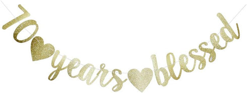70 Years Blessed Banner, Funny Gold Glitter Sign for 70th Birthday/Wedding Anniversary Party Supplies Photo Props...