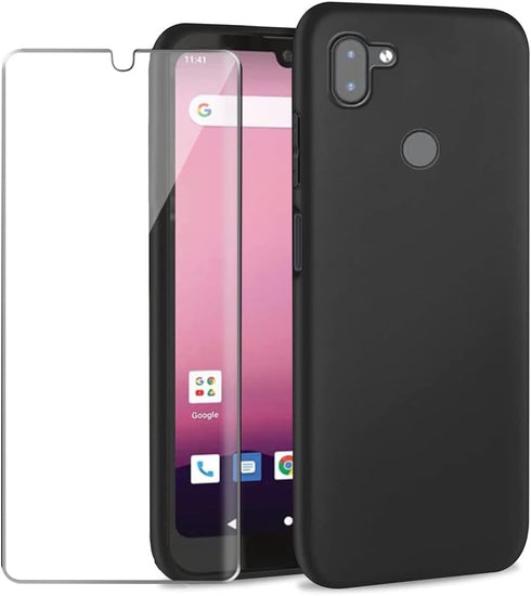for Orbic Q10 /Orbic Fun case with Tempered Glass Screen Protector Slim Full-Body Silicone Bumpers Anti-Scratch Shockproof Protective Phone Case C...
