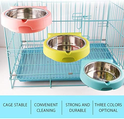 La La Pet® Dog Bowl Feeder Pet Puppy Food Water Bowl 2-in-1 Plastic Bowl Stainless Steel Bowl Removable Hanging Cat Rabbit Bird Food Basin Dish Pe...