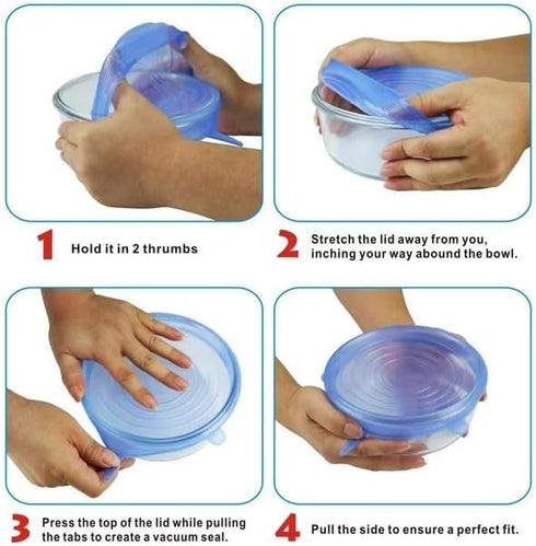 Silicone Stretch Lids, 12 Pack of Silicone Food Covers, BPA Free and Expandable to Fit Various Shape of Containers, Dishes, Bowls, Safe in Dishwas...