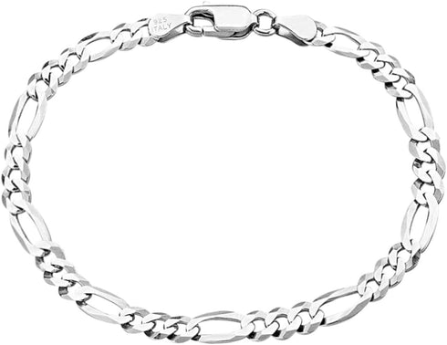 Savlano 925 Sterling Silver Italian Solid Figaro Link Chain Bracelet For Men & Women - Made in Italy Comes With a Gift Box...