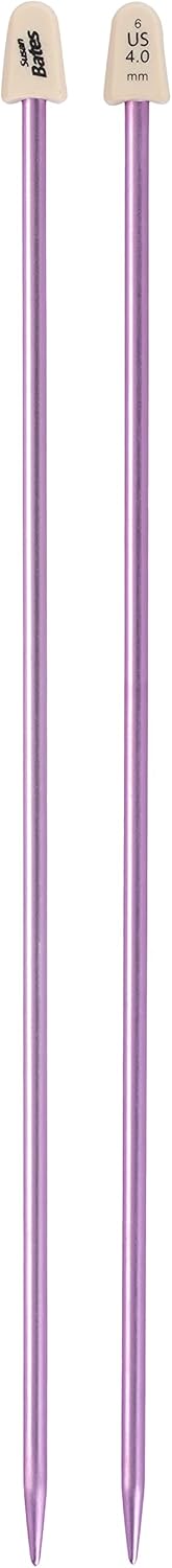 Susan Bates 10-Inch Silvalume Single Point Knitting Needle, 4mm, Lavender......