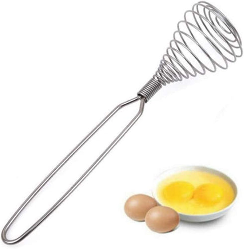 Mini French Spring Whisk, 8.67 Inch Silver Stainless Steel Spring Coil Whisk, Hand Eggbeater Egg Mixer Whisk Blender Stirring Beater...