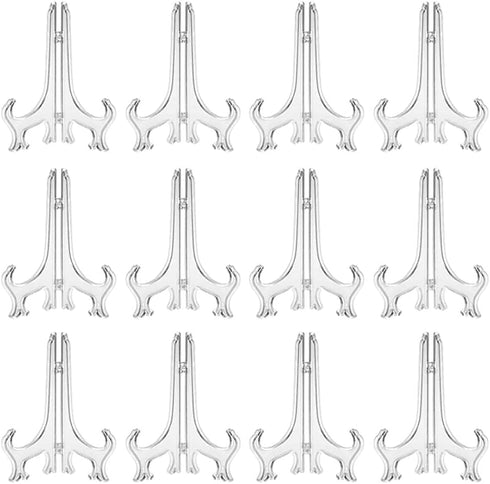 12pcs 3" Plastic Easels or Stand Plate Holders to Display Photo Place Card Collectibles Light Items at Weddings Home Decoration Birthdays Party Ta...