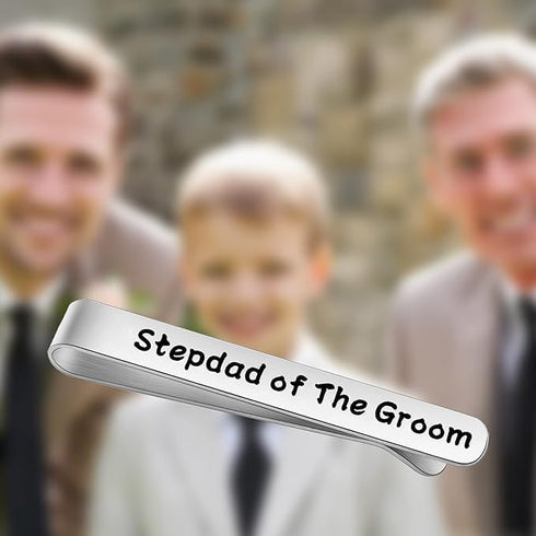 LQRI Stepdad of The Groom Gift Mens Groom Father Wedding Tie Bar Stepdad Tie Clips Gift for Stepfather of The Groom...