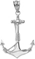 Fine 925 Sterling Silver Twisted Style Nautical Rope Fouled Anchor Charm Pendant...