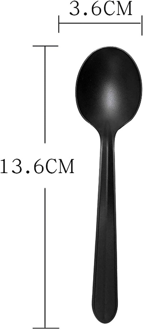 100 Pcs Heavy Duty Recyclable Spoon, Thickened Individually Wrapped Spoon Packaged, Catering Spoon, Dessert Spoon, Party Utensils (Black)...