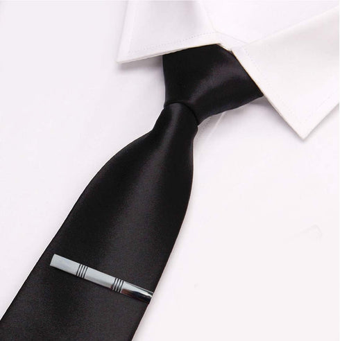 Lystaii 4pcs Tie Tack Pins Tie Clips for Men Father's Day Gift Silver Necktie Bar Pinch Clip Set 2.3 Inch Metal Clasps Business Professional Fashi...