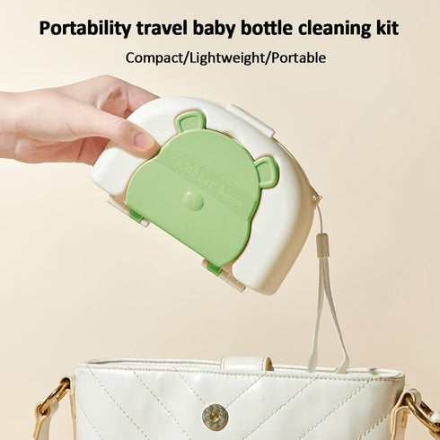Baby Bottle Brush and Bottle Drying Rack Set,Baby Bottle Brush Travel Kit,Baby Bottle Brush Portable Bottle Holder for Baby(8 in 1,Green)....